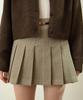 Aejeuipeu Soft Wool Pleated Mini Skirt (Beige)