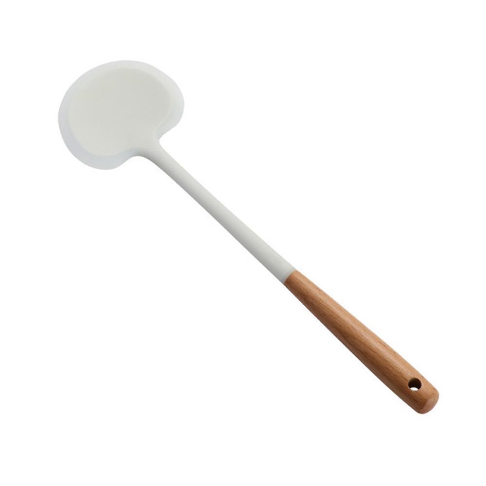 Silicone Kitchen Stir Fry Spoon Wooden Handle Cooking Spatula  Kitchen Tool Cooking Accessories
