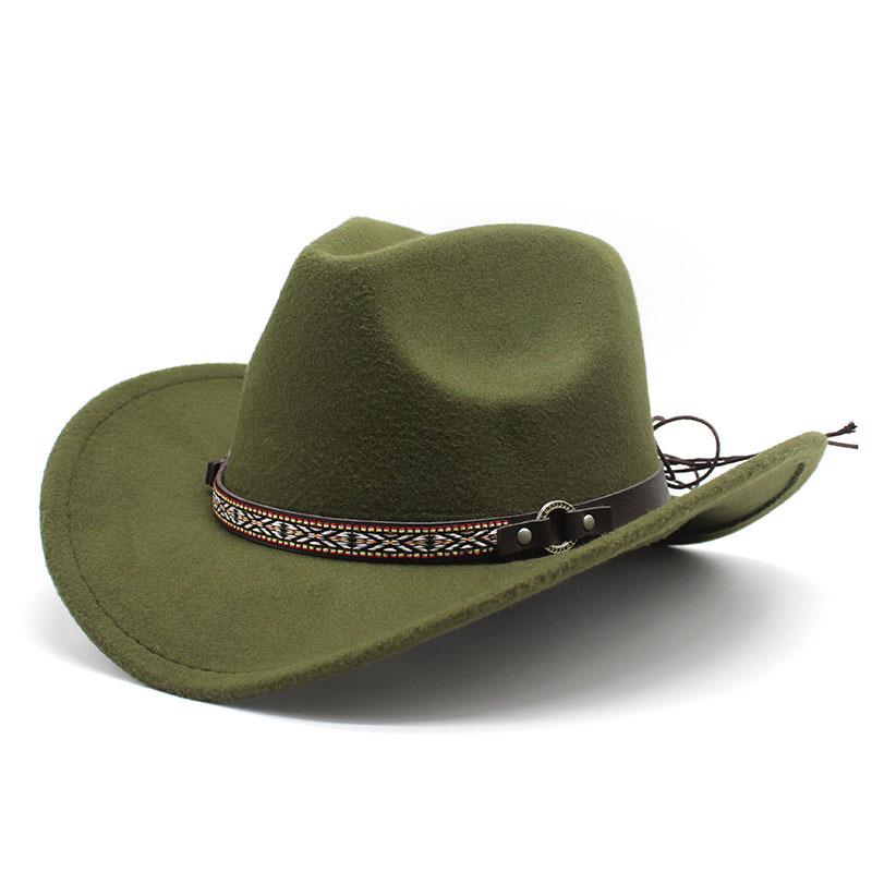 Western Cowboy Hat Woolen Top Hat Big Edge Jazz Felt Hat 10 Colors