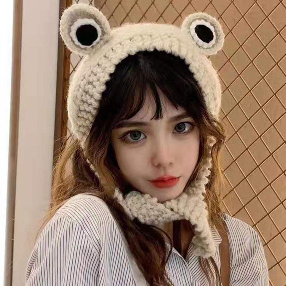Children Autumn Cartoon Frog Big Eyes Cap Knited Fashion Headband Frog Cap
