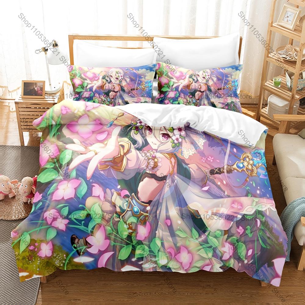 Cool Kyaru Princess Connect Re:Dive Bedding Set Duvet Cover + 2 Pillowcases Cat Ears Thief Cute Anime Girl Bedroom Decor