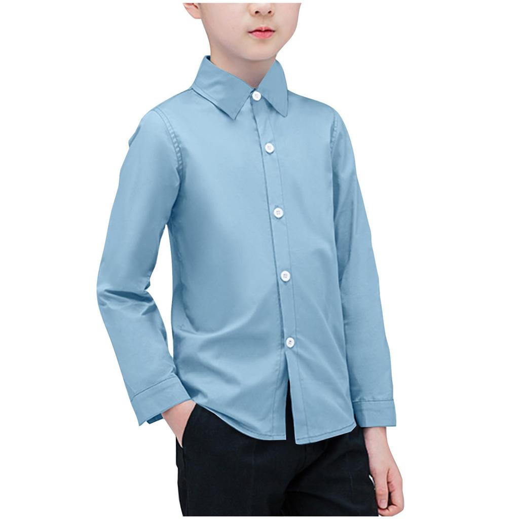 Boys Cotton Regular Fit Tops Shirts Button Down With Cuffs & Shirttail Hem Long Sleeve