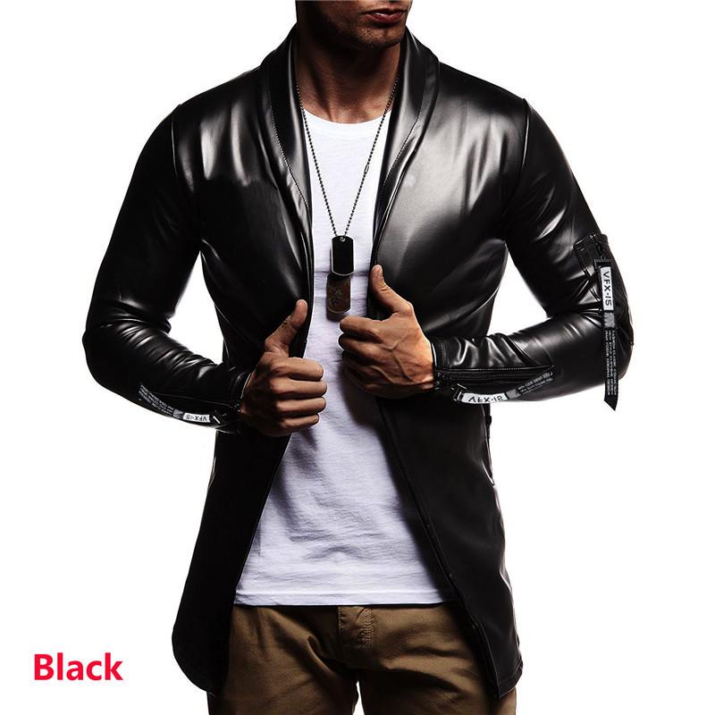 

Осень и зима, новый европейский и американский мужской эластичный кожаный костюм из искусственной кожи с цепочкой, мужская мотоциклетная кожаная куртка XXL