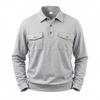Sudadera con cuello polo de manga larga holgada retro casual para hombre