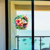 Summer Window Clings Tropical Hibiscus Flower Coconut Window Stickers Removable PVC Static Decal for Beach Vacation Hawaii Theme Home Kitchen