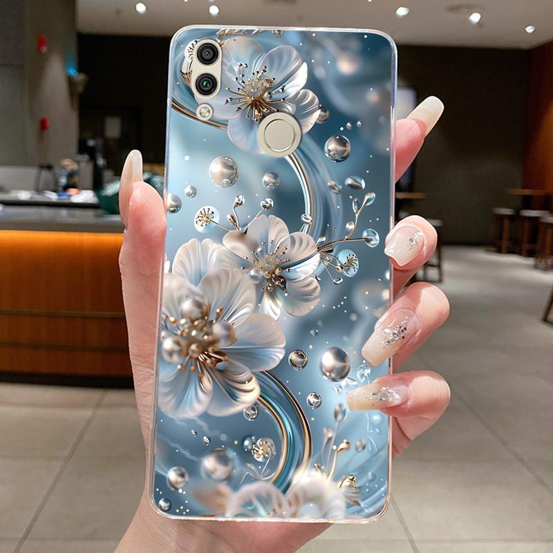For Huawei Honor 8C Case BKK-LX2 BKK-LX1 BKK-L21 Back Cover Clear Luxury Butterfly Fashion Flowers Soft TPU Silicone Phone Case