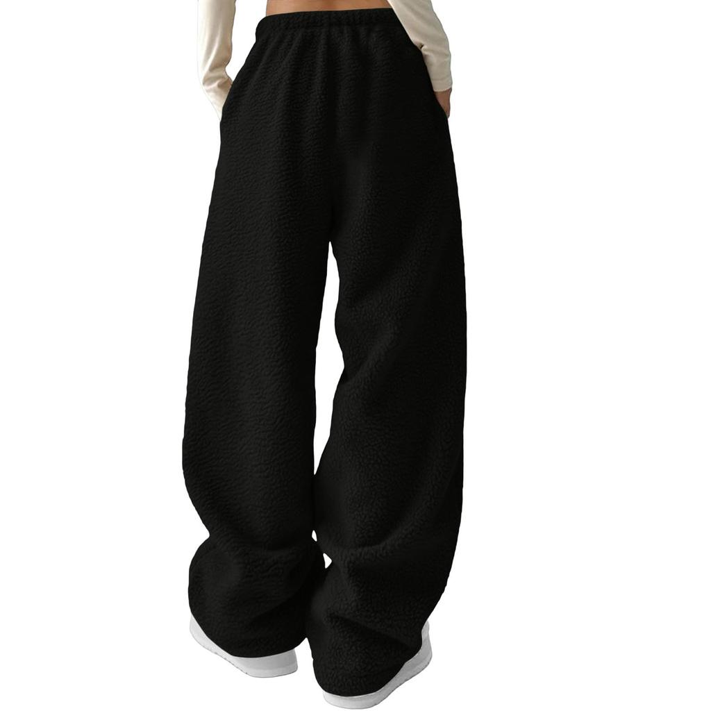 Baggy Sweatpants For Women Winter Warm Plush Wide Leg Joggers Workout Hiking Running Sweat Pants With Pockets