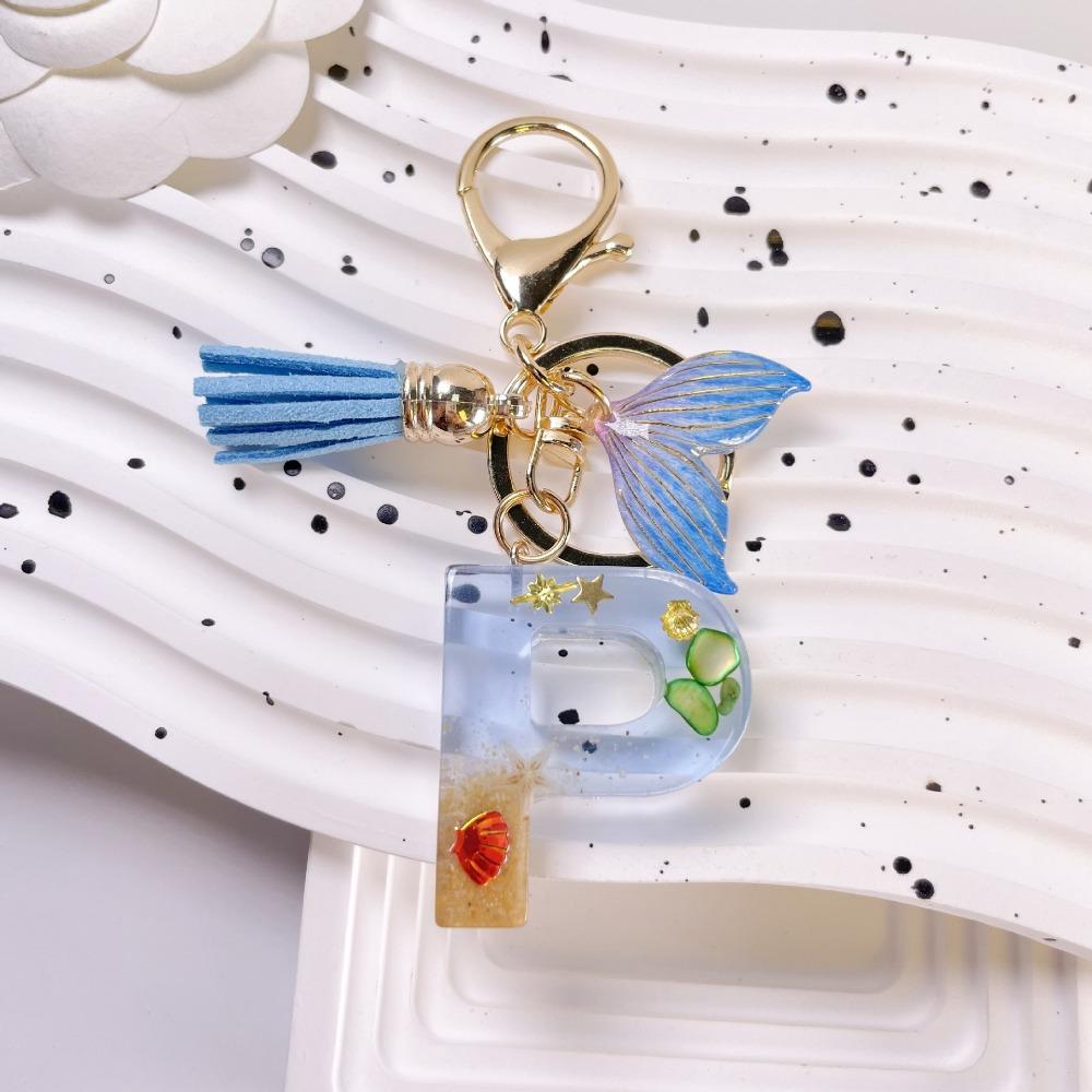 26 Letters Initials Fishtail Pendant Letters A To Z 26 Letter Keychain Jewelry Gift