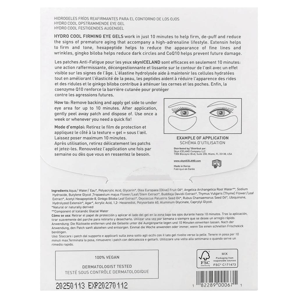 Skyn Iceland Hydro Cool Firming Eye Gel, 4 Pairs