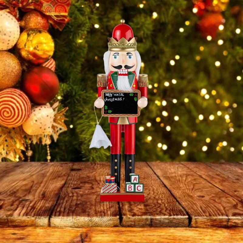 Elegant 38cm Wood Nutcrackers Statue Artistic Tabletop Decoration for Nut Cracking and Display Stylish Desktop Ornament