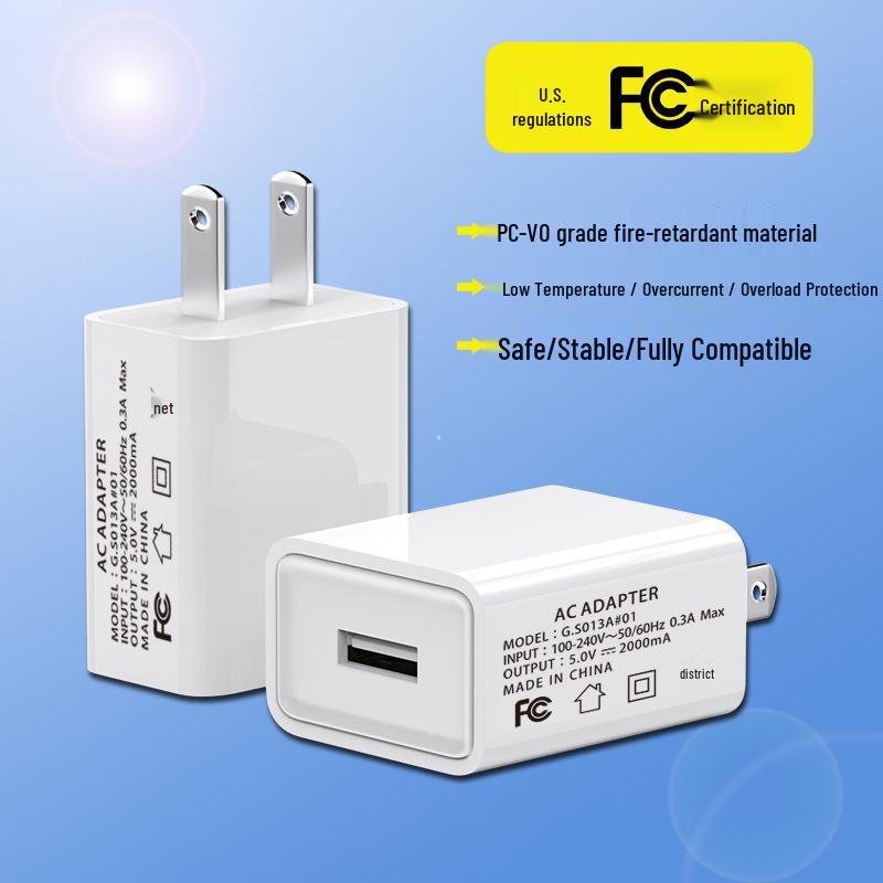 FCC Certified Dual-Port 5V 2A Charger for Mobile Phones and Small Appliances