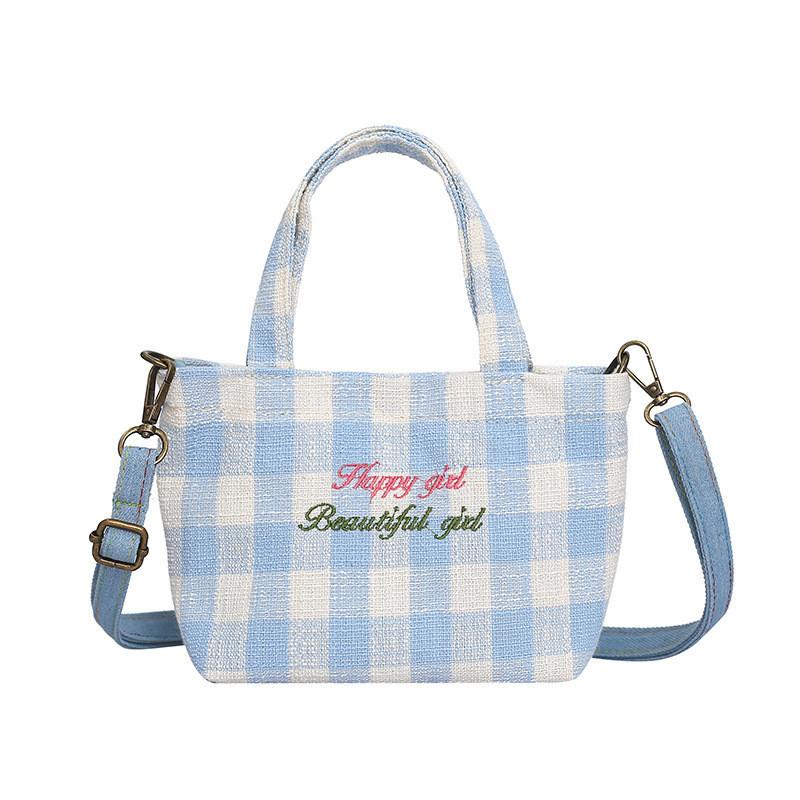 Stylish And Cute Canvas Letter Printed Shoulder Bag For Kids Unisex Backpack синий