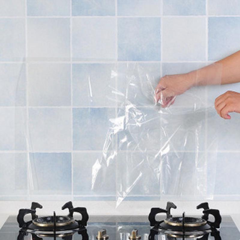 45x70cm Kitchen Oil Proof Wall Sticker Heat-resistant Wallpaper Clear Self Adhesive Film Waterproof Paper Tile Wall Decals