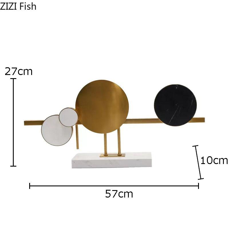 Metal Circular Artwork Marble Base Ornaments Desk Decoration Abstract Crafts Room Aesthetics Decor Creative Marble Sculpture