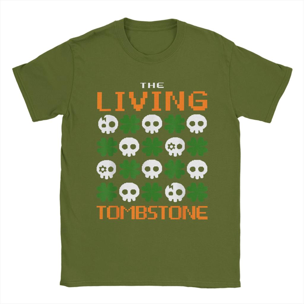 Herren The Living Tombstone St. Patrick's Totenköpfe T-Shirts Rock 100% Baumwolle Oberteile Lustige Kurzarm Rundhals T-Shirts Sommer T-Shirts