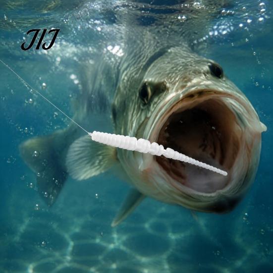 Tear Resistant Soft Baits 50Pcs Bionic Worm Bait, 40MM/0.37g 50MM/0.45g Artificial Lure with Needle Realistic Swimming Lures Tail, Swim for Freshwater