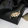 Brooch Retro Style Leaf Floral Design Lapel Pin with Faux Opal Inlaid Sweaters Collars Hats Bags Coats Scarves Badge Outfit Accessory