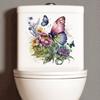 Butterfly Flower Toilet Sticker Self Adhesive Bathroom Wall Decoration Waterproof Removable Vinyl Art