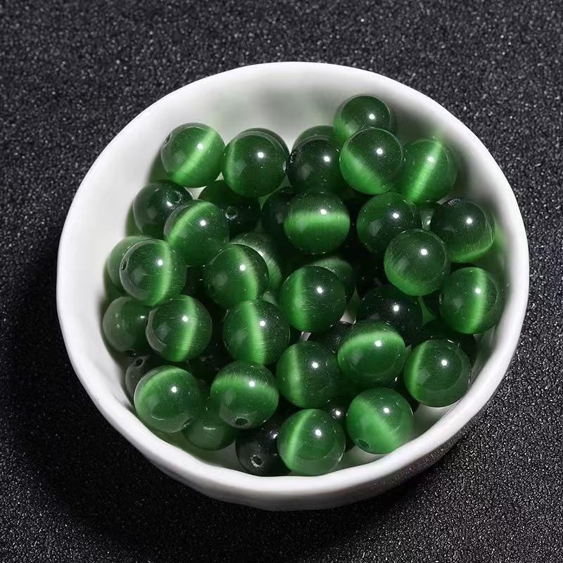 Green Cat's Eye Grape Beads: Round Spacer Beads for DIY Jewelry - Bracelet & Necklace Accessories.