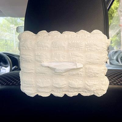 1 st Wafel Bubble Puff Auto Tissueboxhoes, Verstelbare Elastische Band Servethouder, Papieren Doos Beschermer voor Gebruik in Voertuig