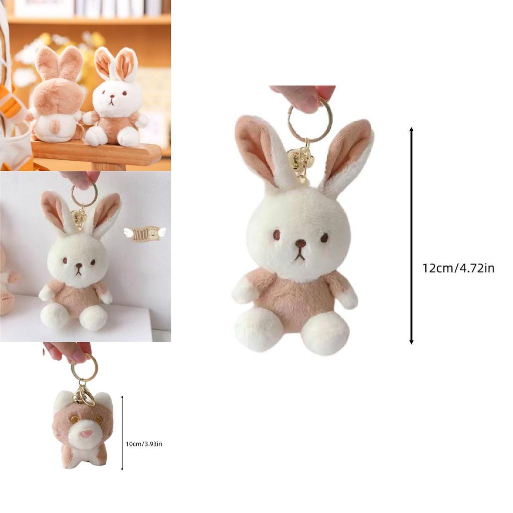 Milk Tea Bunny Plush Keychain With Short Plush Material For Teen Gift