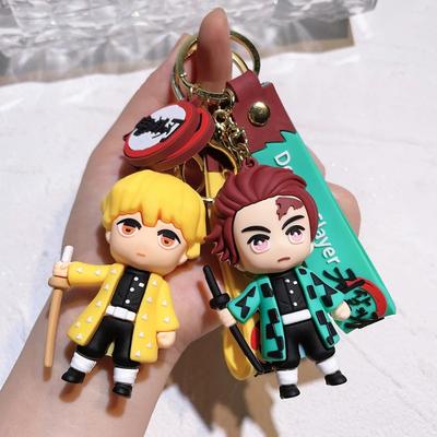 Porte-clés Demon Slayer, accessoires de porte-clés pour voiture et moto de poupées anime, pendentifs de sac personnages mignons, pendentifs de couple dessin animé
