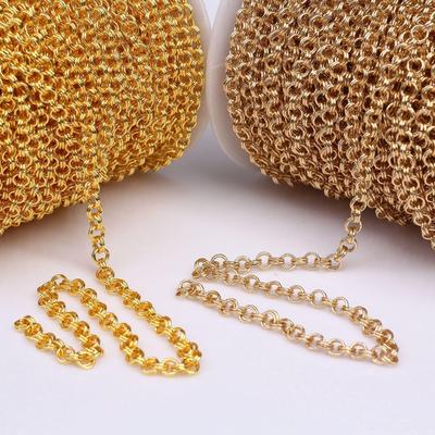 14k Gold-Filled Double-Strand Round Copper Chain for DIY Bracelet and Necklace Jewelry.