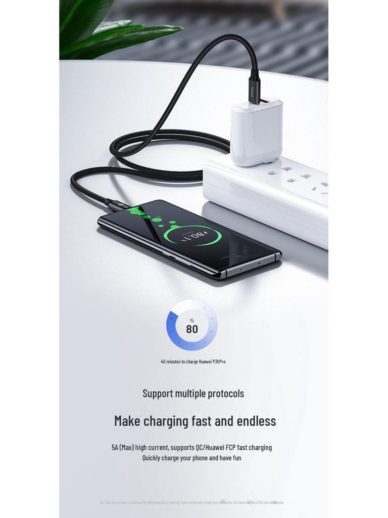 Biyazi 1.8m Type-C Male-to-Male Video Cable with Dual Ports, DP Compatibility, and Fast Charging