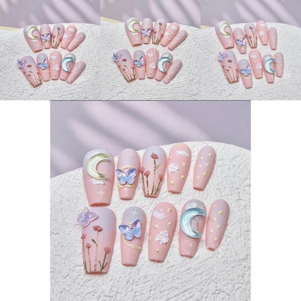 Unique Pink Dream Island Wearable Armor Nail Art Stickers Handcrafted Phototherapy Cute Sweet Fresh Minimalistic Love Heart Pattern
