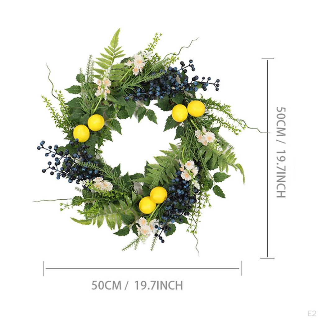 Spring Summer Wreath Party Decor for Front Door Simple to Hang Decoration Artificial Lemon Blueberry