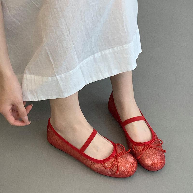 Móda Bling Móda Prodyšné Dámské Baleríny Mary Janes Boty Dámská Mělká Obuv Mašle Dámské Baleríny Taneční Boty