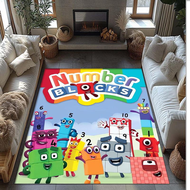 Numberblocks Crystal Velvet Rug, Soft Anti‑Slip Crystal Velvet Carpet for Living Room Bedroom Home Decor