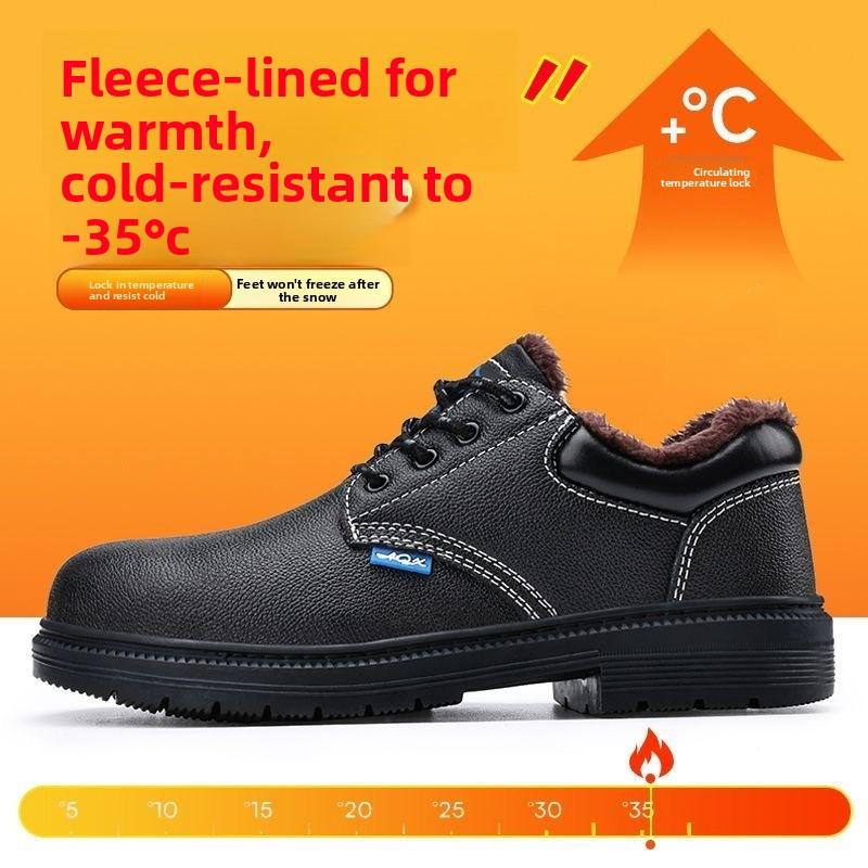 High Quality Safety Shoes Fleece-lined Thickened Warm Steel Toe Security Boots Winter Work Boots Construction Work Shoes36-45