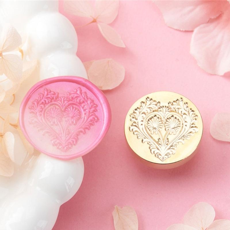 2Pcs Love Heart Seal Stamp, Wedding Themed Seal Stamp Head for Seal Invitations, Valentines Card, Package Embellishment