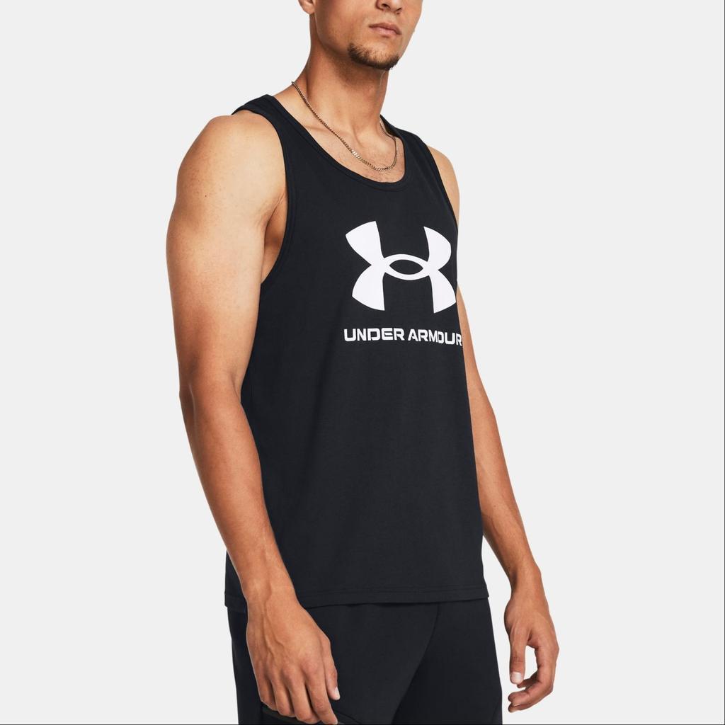 Under Armour Sportstyle Logo Print Sleeveless Hoodie Vest Men Tops Black 1382883-001