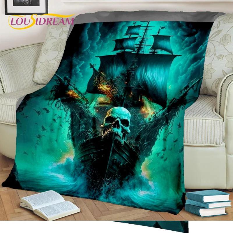 3D Pirate Ship Boat,Sailboat,Barque Blanket,Soft Throw Blanket for Home Bedroom Bed Sofa Picnic Travel Office Cover Blanket Kids