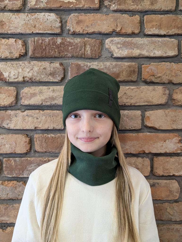 Czapka jesienno-zimowa Męska Jesienna Komin Komplet Leśny 54-58 (12+ lat i dorośli)