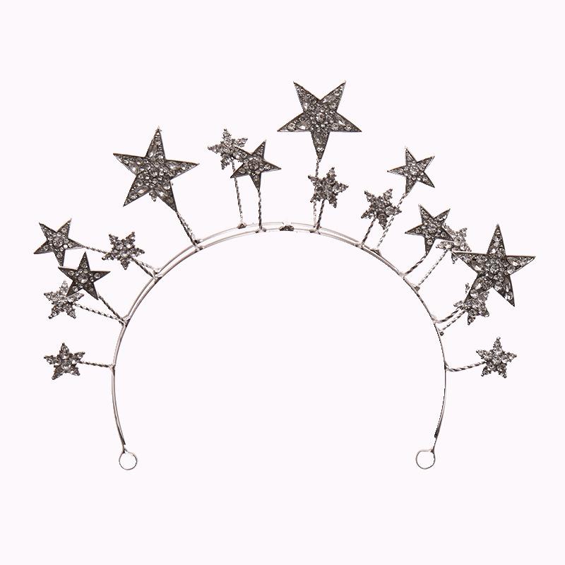 Bride's Crown Headwear European and American Hair Band Accessories Five Pointed Star Rhinestone Wedding Dress Styling Accessories