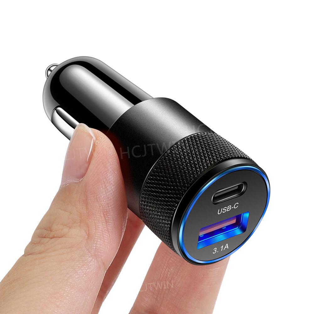 3.1A 15W Metal USB+PD Aluminum Alloy Car Charger