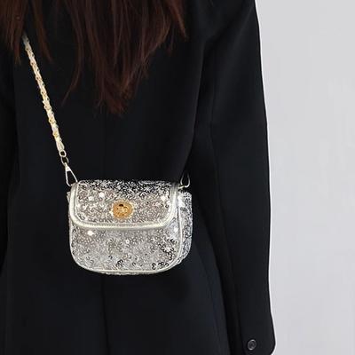 Borsa Piccola Quadrata con Paillettes a Tracolla - Semplice e Casual, alla Moda Borsa Singola Spalla per Telefono