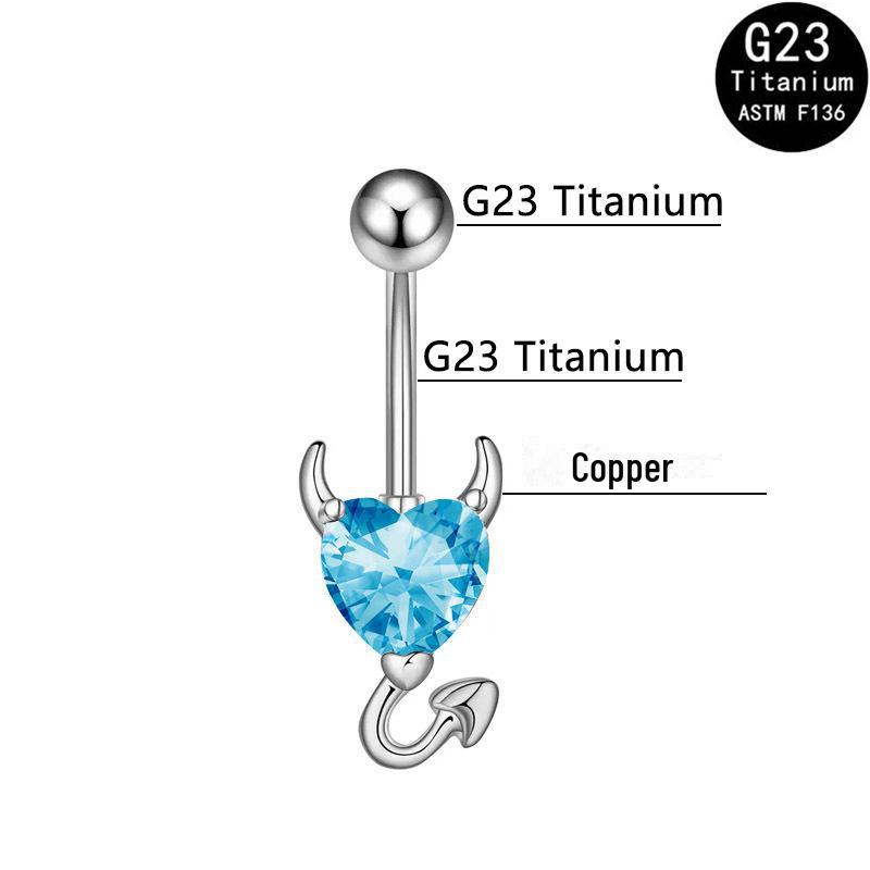 European & American Style G23 Titanium Zircon Devil Belly Button Ring, 14G Body Piercing Jewelry