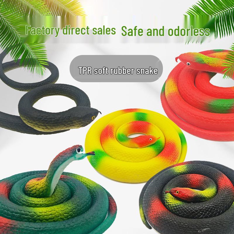 Children's Large Soft Rubber Green Snake Prank Toy Model