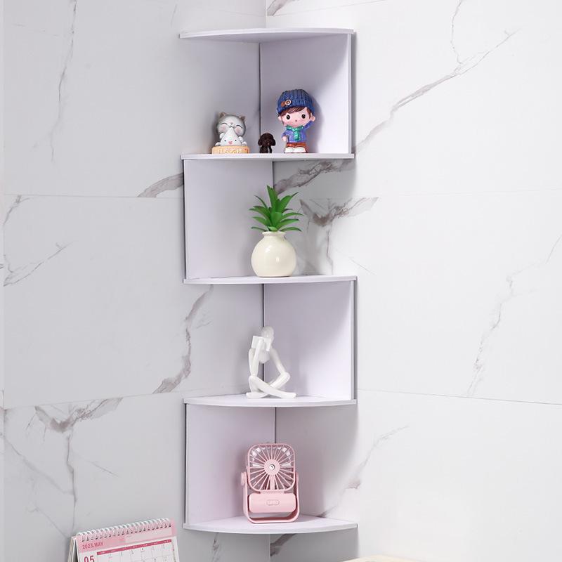 Wall-Mounted Triangular Corner Shelf Rack - Multi-Layer Kitchen Storage Bookshelf