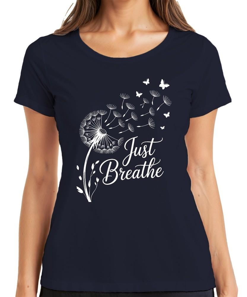 Just Breathe Dandelion Butterfly Mindfulness Yoga Meditation Unisexs Tshirt S