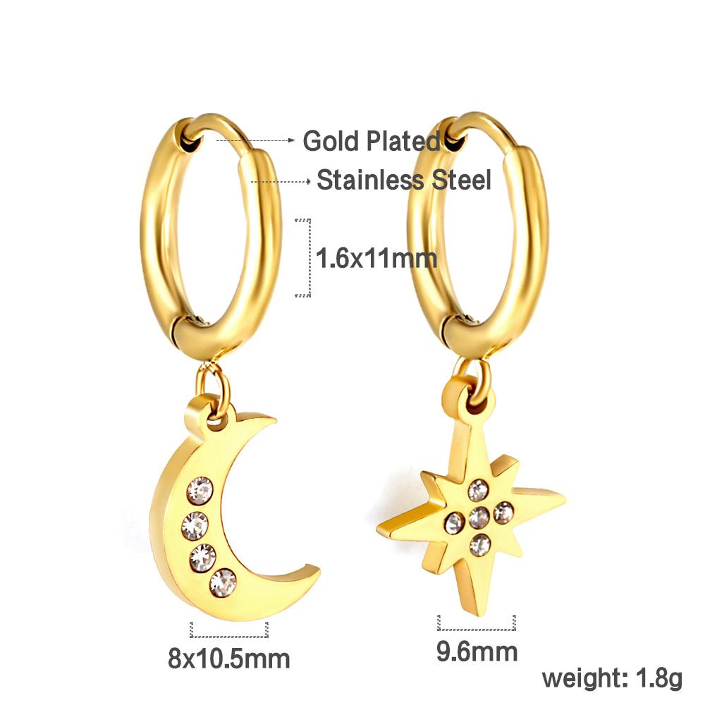 

Selling Women s Stainless Steel Waterproof 1.6x13.5mm Circle with Stars Moon and Diamond Earrings Luxury Accessories
