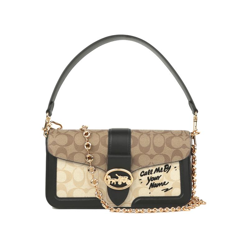 

COACH shoulder bag [Customized bag] Georgie 27 Jiuqi Dark Bear Classic Classic Presbyopia Fashion Versatile Artificial Leather Hand-Body black night чорний