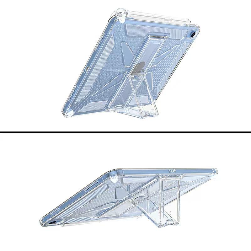 For iPad (2025)/10.9 (2022) Clear Case Kickstand Shockproof TPU + PC Tablet Cover with Pen Slot