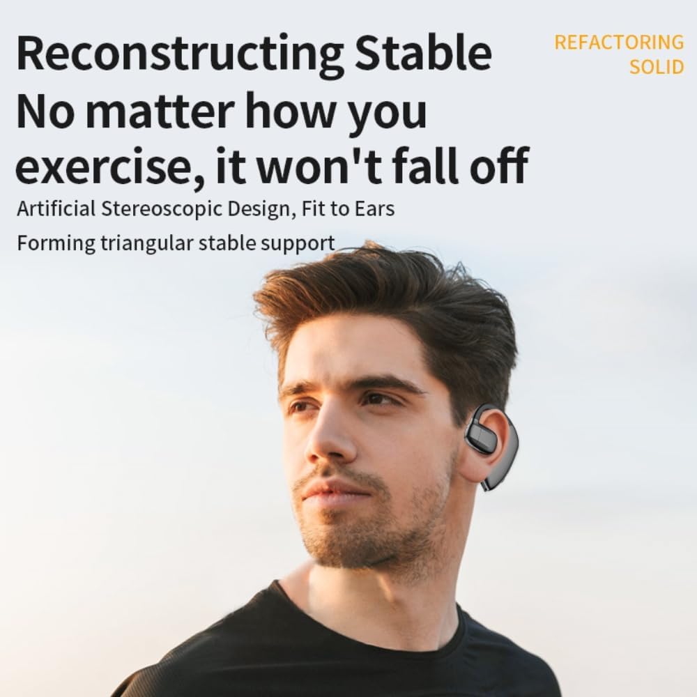 Bluetooth Headset V5.3, Wireless Bluetooth Earpiece 30Hrs HD Calling,LED Display Hands-Free Bluetooth Earphone for Driving/Business/Office, Black