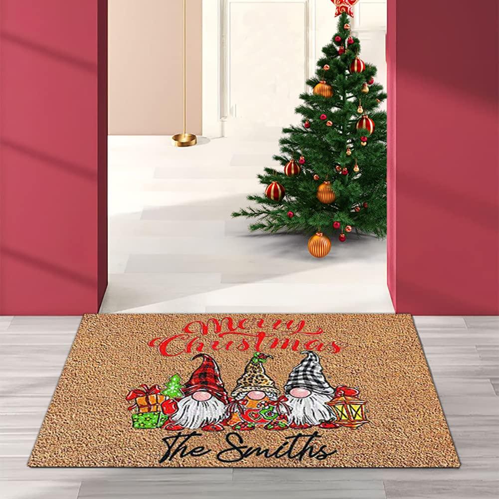 VIKAMA Christmas Cute Dwarf Floor Mat Anti-Slip Entrance Rug Indoor and Outdoor Welcome Mat Holiday Home Decoration