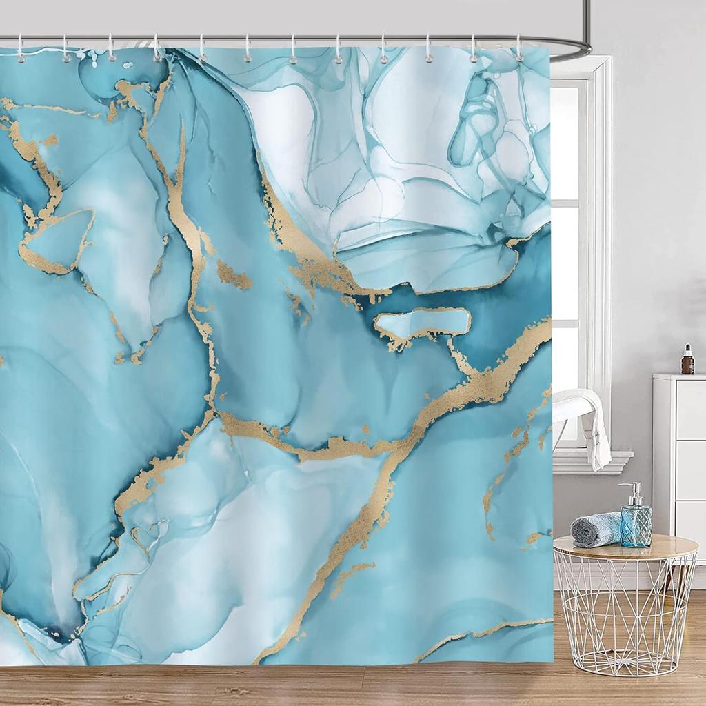 Marble and Gold Modern Abstract Art Shower Curtain Waterproof Washable Bathroom Decorative Shower Curtain 180 X 180cm